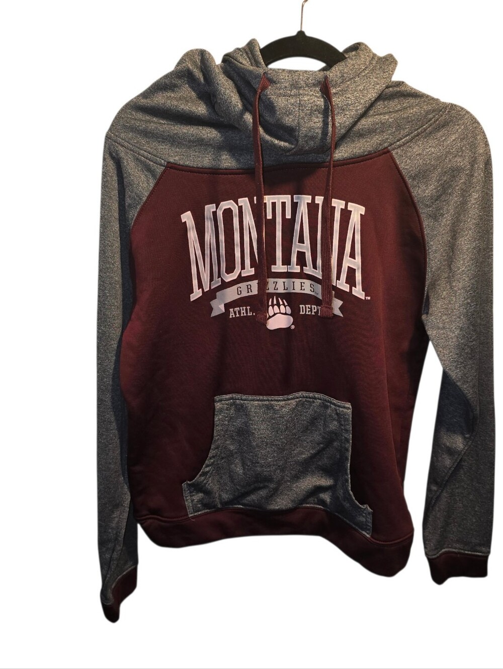 Montana Grizlies Sz. Medium Maroon And Grey Womans Scuba Neck Hoodie